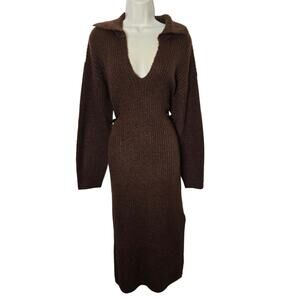 Topshop NWT Sweater Maxi Dress Size small 4-6 oversized Knitted‎ Brown